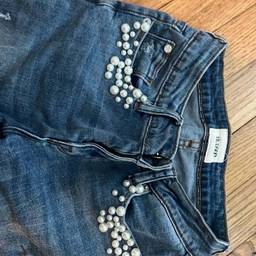 Girls jeans, vintage with pearl accent on front pockets